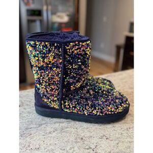 UGG Classic Short Sequin Purple Iridescent Boots 1112511 Womens 10 Mens 8